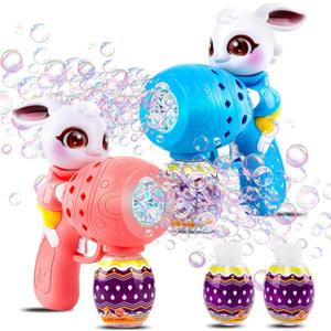 Easter Bunny Bubble for Toddlers: 2-Pack Bubble Guns for Kids 4-8 | Bubble Machine for Toddlers 1-3 | Bubble Blaster with Refill Solution | Outdoor Toys Gifts for Easter Basket Stuffers