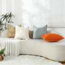 Stellhome Pack of 2, Soft Chenille Soild Throw Pillow Covers Accent Cushion Case Boho Farmhouse Neutral Decorative Pillowcase for Couch Sofa Bedroom Living Room Home Decor 16 x 16 Inch, Orange