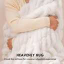 EVERGRACE Luxurious Soft Faux Rabbit Fur Throw Blanket, Cozy Fuzzy Plush Warm Throws for Couch Bed Sofa Chair Home Decor, Ruched Bubble Fluffy Blanket with Reversible Velvet, 60" x 80", Ivory White