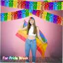 2 x 4 Pack 10 Feet Colorful Foil Fringe Garland Rainbow Tinsel Streamers Banner Fringe Curtain Banner for Parade Floats Graduation Homecoming Carnival Birthday Pride Party Decor (Rainbow)