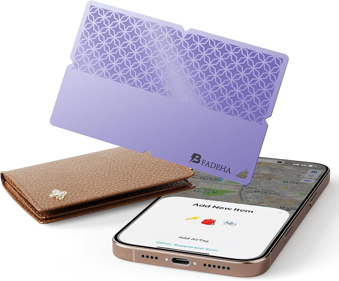 2025 [Apple MFi Certified] (iOS Only) Bluetooth Tracker Smart Finder for Apple Find My, iPhone Card Wallet Finder GPS Tracker, 5-10 Years Battery, Keys Finder and Item Locator for Keys, Bags, Passport (Pack of 1, Purple)