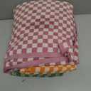 Checkered Bath Towels Set of 3, 100% Cotton Bath Towels Large, 600GSM, 55 * 28 in, Luxury Shower Towels for Bathroom, Soft Absorbent Quick-DryOrange+Dark Green+Pink