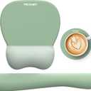 TECKNET Gel Mouse Pad with Wrist Rest, 3 in 1 Keyboard Wrist Rest for Pain Relief, Non-Slip PU Base & Easy Typing, Ergonomic Mousepad Set for Office & Home (Green)