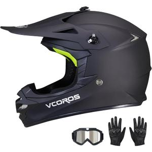 VCOROS Kids Dirt Bike Helmet Youth Motorcycle Helmet, M-001 Kids Motorcycle Full Face Helmet for ATV BMX UTV Off-Road Dirtbike Helmet with Goggles Gloves DOT Approved