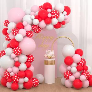Red Pink White Balloon Garland Arch Kit - Red, Light Pink, White Balloons Pink Strawberry Party Decorations for Sweet 1st Strawberry First Birthday Baby Shower Wedding Party Decors