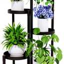 5-Tier Metal Plant Stand Indoor Outdoor - Corner Tall Plant Shelf for Multiple Plants, Foldable Heavy Duty Plant Holder - Decoration flower Stand for House Living Room Balcony Garden Patio - Black