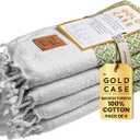 Gold CASE Turkish Hand Towels for Bathroom Set of 4 – 20 x 40'' – 100% Cotton Bathroom Towels – Aphrodite Kitchen Small Towel for Spa, Face, Tea & Dishcloth – Decorative Patterned Weave – Pistachio
