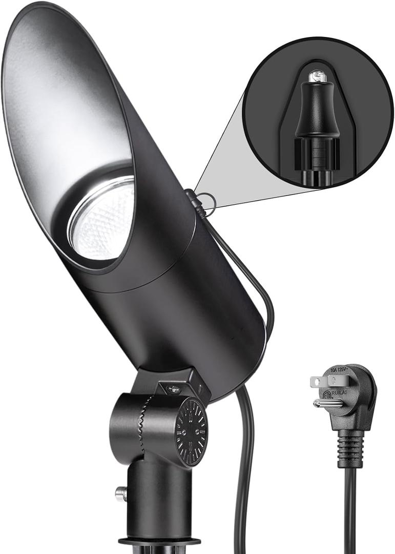 SUNVIE 20W Dusk to Dawn Spot Lights Outdoor Weatherproof 5000K LED Flag Pole Light 120V Plug in Landscape Spotlight with Photocell Sensor Ultra Bright Bullet Flag Light for Yard Garden Tree Statue