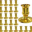 Hordion 24Pcs Taper Candle Holder Gold Plastic Candlestick Holders Decorative Table Centerpiece for Wedding Candlelight Dinner Bridal Showers Party Decor