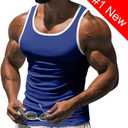 Men's Gym Workout Tank Tops - Soft Lightweight Sleeveless Muscle Shirts for Beach & Athletic Wear (Blue, XXL)
