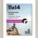 Americanflat 11x14 Floating Picture Frame with Polished Crystal-Clear Glass - Use as 8x10 Picture Frame or Display 5x7 Photo - Signature Float Collection - Photo Frames for Wall Display - Light Wood