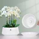 8 inch Orchid Pots with Holes for Repotting,Set of 2,Decorative African Violet Pots with Air-Pruning and Good Air Circulation,Plastic White Orchid Planter with Saucers