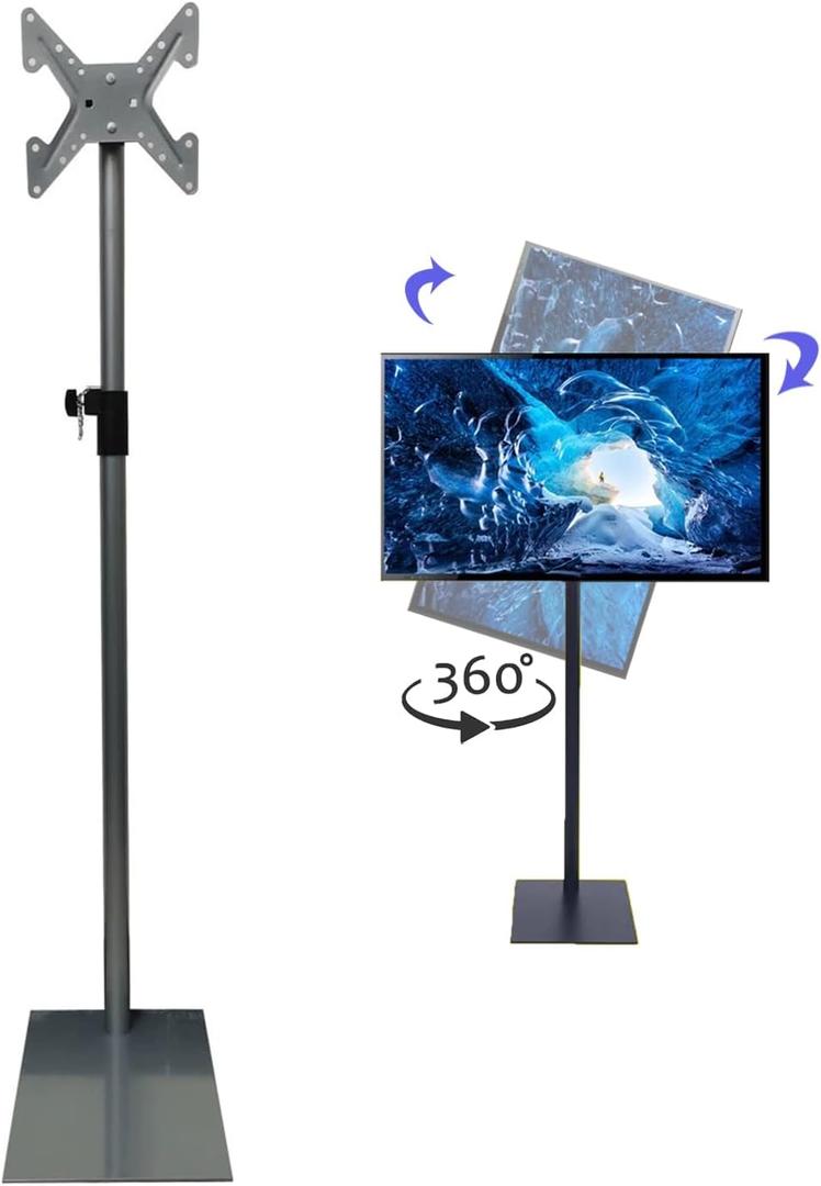 TV Stand Mount fit 12 to 43 inch TV with Safe Lock VESA Stand with Height Adjustable and 360 Degree Swivel Floor TV Stand for Home Office