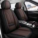 Car Seat Covers Full Set 3D Foam Back Support, 2 Front Seats Universal Fit for Most Trucks,Sedan and SUVs, Waterproof Nappa Leather Super Breathable, Storage Bags, All Season, Black+Coffee