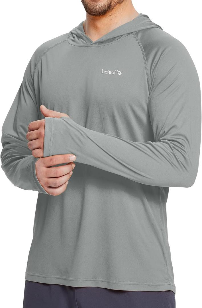 baleaf Men's Sun Protection Hoodie Shirt UPF 50+ Long Sleeve UV SPF T-Shirts Rash Guard Fishing Swimming Lightweight,medium