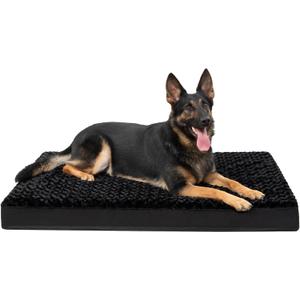KSIIA Dog Crate Bed Waterproof Extra Large Dog Bed Soft Rose Velvet Supportive Kennel Pad Egg Crate Foam with Removable Washable Cover & Non-Slip Bottom, 47 x 29 Inch, Black