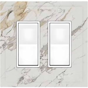 Decorative Outlet Covers Gray White Abstraction Marble Modern 2 Gang Double Gfci Rocker Electrical Wall Panels Light Switch Cover Plate For Bathroom Kitchen Decor (Double Rocker / 4.9 X 5 IN)