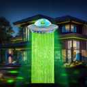 Alien Birthday Party Decorations Door Curtain with Foil Fringe Tinsel Spacecraft Flying Saucer Spaceship Hanging Banner for Alien Halloween Party(Fluorescent Green)