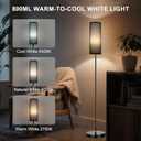 FRIDEKO HOME Floor Lamp, Color Changing Ambient Lighting for Living Room Bedroom, Standing Lamp with App & Remote Control, Tall Corner Lamp for Christmas Home Decor, 9W 800LM, Foot Switch, Black Shade