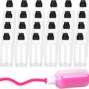 Patelai 24 Pieces Empty 2 Ounce Paint Daubers Bottles Handy Sponge Tip Paint Daubers Bottles Refillable Squeeze Bingo Marker for Graffiti Art Wooden Boards Cloth Crafts Game Supplies(Black)