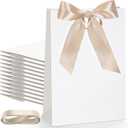 Aliceset 12 Pcs Paper Gift Bags 10 x 7 x 3.15'' Small Thank You Bridesmaid Gift Bags with Die Cut Handles for Wedding Bridal Baby Shower Graduation Birthday Party Favor(White,Champagne)