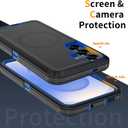 for Samsung Galaxy S25 Plus Case [Compatible with MagSafe], Heavy Duty Shockproof 3-Layer Protection Rugged Cover, Drop-Resistant and Wireless Charging (Black/Blue, Samsung Galaxy s25 Plus)