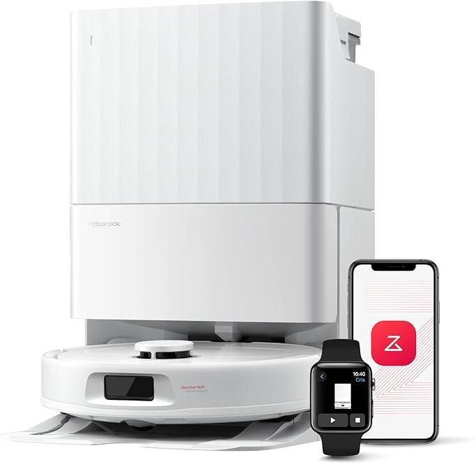 roborock Qrevo Series Robot Vacuum and Mop, 8000Pa Suction, Upgraded from Qrevo S, Anti-Tangle Brush, Smart Obstacle Avoidance, Auto Mop Washing, All-in-One Dock, 200RPM Spinning Mops, White