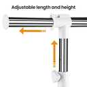 LiaMeE Adjustable Clothing Rack for Hanging Clothes, Heavy Duty Garment Rack with WheelsFree Standing Rolling Clothes Rack with Shelf & Grid, Easy Assembly Standard Rod, White & Chrome