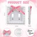 DoubleFill 4 Pcs Pink Bow Light Switch Covers Cute Pink Bow Outlet Covers 3D Decor Duplex Receptacle Wall Plates Preppy Room Decor for Women(4.5 X 4.5,Square)