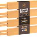 Bambsi 4-Pack Bamboo Drawer Dividers - 2.6" High, 12.5"-17" Adjustable Drawer Organizers for Clothes, Expandable Dresser Separators in Bedroom/Bathroom/Kitchen/Office Organization and Storage