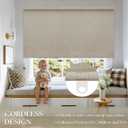 Blackout Roller Shades Cordless Blinds for Indoor Windows, Free-Stop Shades with Valance, Thermal Insulated Linen Fabric UV Protection Natural Beige Blinds for Home and Office Oatmeal 36" W x 72" H