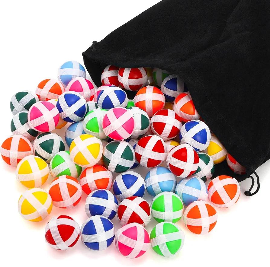DEAYOU 80 Pack Sticky Balls for Fabric Dart Board, Dart Hook and Loop Balls, Mini Sticky Golf Balls, Safe Sport Darts Game Accessories with Storage Bag for Adult, Indoor, Outdoor, Party, 8 Color
