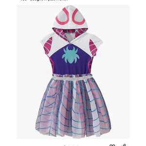 Marvel Spidey & His Amazing Friends Ghost Spider Girls Cosplay Hooded Tulle Dress for Toddler and Big Kids 7