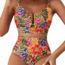 Herseas Womens 2 Piece High Waisted U Wire Bikini Set Floral Print Swimsuit Crisscross Back Bathing Suit Beach Swimwear (Tropical Animal Print), M