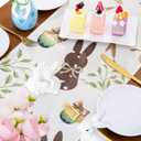 QINJIEJIE Rabbit Carrots Easter Table Runners Bunny Easter Table Runner, Holiday Table Runners Spring Seasonal Kitchen Dining Table Decoration for Home Party Decor