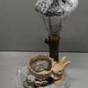 Solar Bunny Garden Stalue Outdoor, Rabbits Figurine Flowerpot Decolwith Solar Lantem for Yard Art Lawn Ornaments Porch Patio Balcony - Gardening Gifts for Women Mom