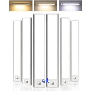 Under Cabinet Lighting, 12inch Rechargeable Motion Sensor Light Indoor, 1800mAh Battery Operated Closet Lights, with Dimmable & 3 Color Temps, Wireless Under Counter Lights for Kitchen,Stairs(6Pack)  Under Cabinet Lighting, 12inch Rechargeable Motion Sensor Light Indoor, 1800mAh Battery Operated Closet Lights, with Dimmable & 3 Color Temps, Wireless Under Counter Lights for Kitchen,Stairs(6Pack) 