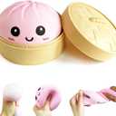 Dumpling Squishy Mystery Box, Super Soft Slow Rising TPR Tear-Resistant Smiley Face Dumpling Toy, Fidget Sensory Toys for Easter Basket Stuffers, Parties, Classroom Prizes Adults KidsPink