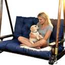 Porch Replacement Swing Cushions for Outdoor: 2-3 Seater Garden Waterproof Patio Bench Cushion with Ties - 4" Thick Swing Chair Cushion for Backyard Furniture Loveseat