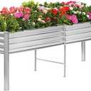 Land Guard Galvanized Raised Garden Bed with Legs, 962432in Raised Garden Beds Outdoor with Drainage Holes, Planter Boxes Outdoor for Backyard, Patio, Balcony, 800lb Capacity, Silver