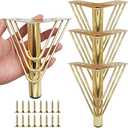 Hyever Heavy Duty Metal Furniture Legs, 7 Inch Gold - Set of 4 for Sofa, Cabinet, Dresser & Couch | Rust-Resistant, Anti-Slip Pads, Modern DIY Replacement Feet