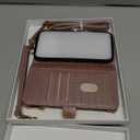 Crossbody Wallet Case for iPhone 17 Pro with Mirror, Wrist Strap, Zipper Purse Magnetic Flip, RFID Blocking Card Holder, Wireless Charging, PU Leather Shockproof 6.3" Women (Rose Gold)