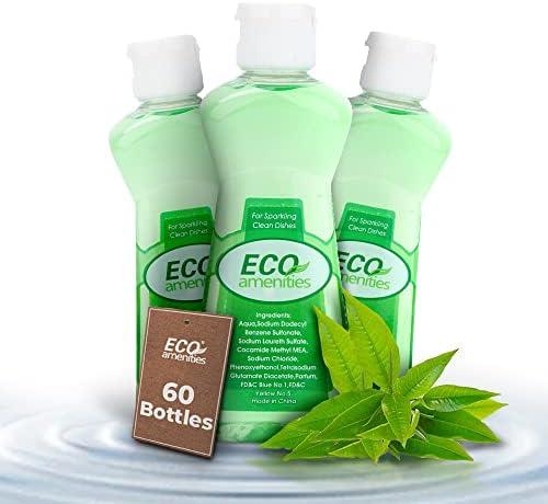 ECO amenities Travel Size Dishwashing Liquid - 60 Pack, 3.5 oz Bottles, Bulk Case of Dish Soap, Individually Packaged Kitchen & Cleaning Supplies, For Guests of Airbnbs, BNBs, VRBO, Inns and Hotels