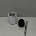 Toilet Brush and Holder Set, 2 Pack with Stainless Steel Handle Toilet Bowl Brush, Compact Toilet Scrubber Brush for Deep Cleaning Bathroom Restroom, Easy to Assemble White & Gray