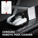 Cordless Robotic Pool Cleaner, Portable Swimming Robotic Pool Vacuum Self-Parking Technology, Ideal for Above-Ground Pools up to 900 Sq.Ft (White)