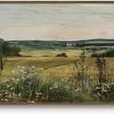 Extra Large Framed Landscape Rustic Wall Art for Living Room, Vintage Scenery Canvas Artwork Prints, Countryside Vast Field Grassland Picture Farmhouse Country Painting for Bedroom Decor 16x48 Inch (48L" x 16W", Wilderness)