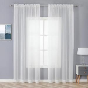 WUBODTI White Sheer Linen Curtains 84 Inches Long 2 Panel Sets for Living Room, Rod Pocket Cheap Semi Sheer Voile Tulle Window Curtain Drapes for Bedroom Dining Room, 52"x84"