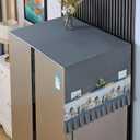 Fridge Dust Cover Fridge Dust Proof Cover Front Load with Storage Pockets Anti-Slip Washer And Dryer Top Covers Washer and Dryer Top Washing Machine - Grey (67in x 23in)