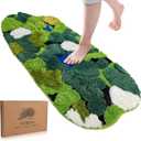 Premium 3D Moss Bath Mat Soft Green Bathroom Rug | Thick, Absorbent & Non-Slip Carpet | Machine Washable Forest-Inspired Bath Mat with Real Moss Look Nature Touch Bathroom Decor (42x19 in)