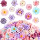 ATTGREAT 210 Pcs Mini Silk Flower Heads Small Fake Rose Daisy Faux Flowers Bulk for Crafts Artificial Loose Fabric Flowers Heads Sunflower Bulk for Wedding Hair Cap Dresses Decorations (Purple)
